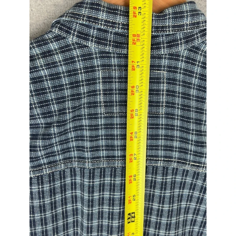 Vintage‎ Levis Quality Clothing Blue Plaid Button Down Cotton Shirt Mens S LS